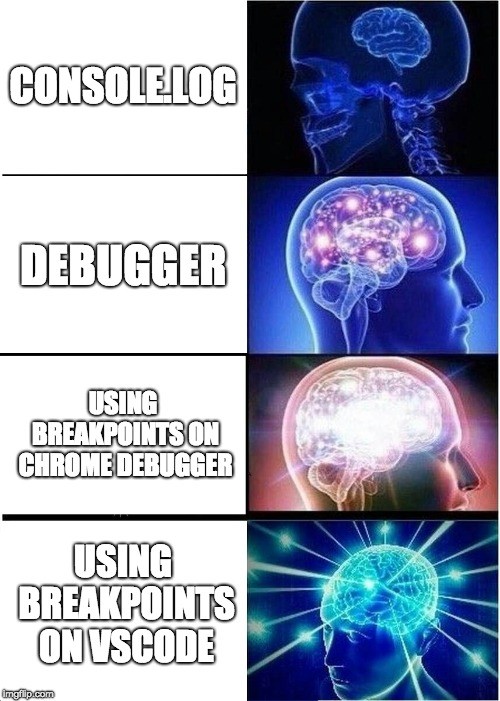 expanding brain debugger meme