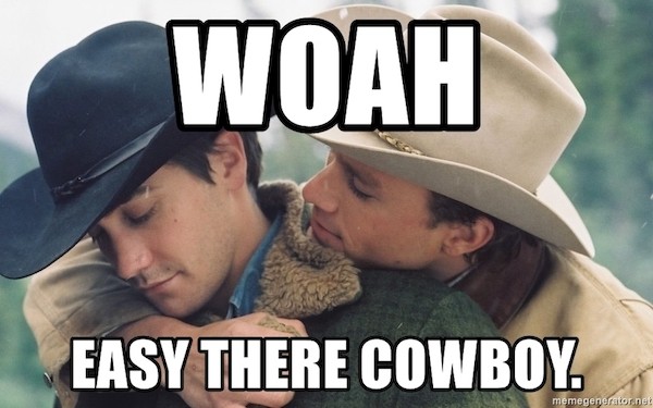 woah easy there cowboy from meme generator